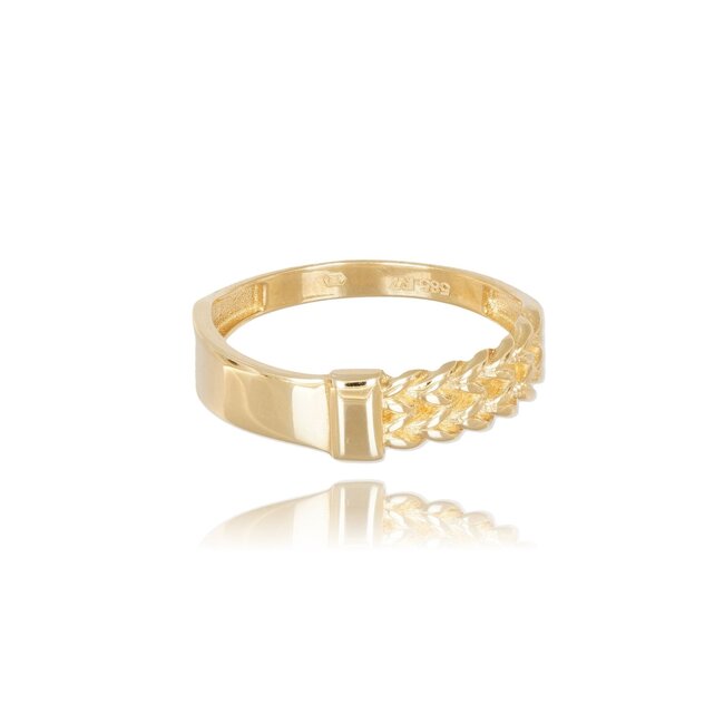 Moderne 14 Karaat Geelgouden Ring met Schakel Design