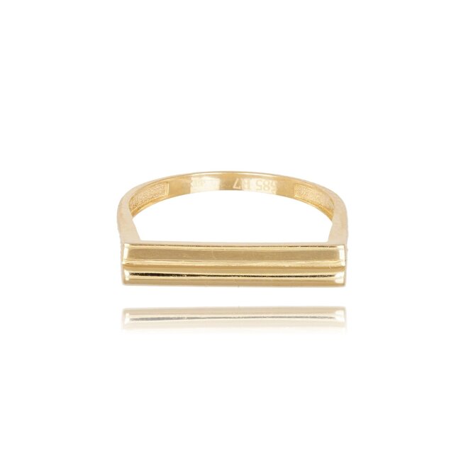 Moderne 14 Karaat Geelgouden Design Ring met Rechte Vorm