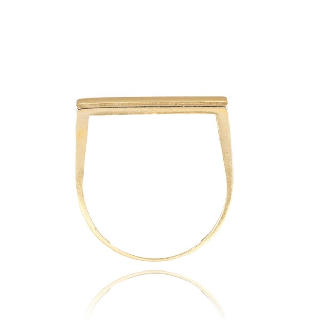 Moderne 14 Karaat Geelgouden Design Ring met Rechte Vorm