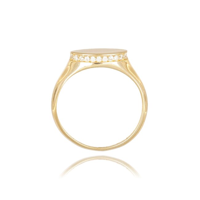 Elegante 14 Karaat Geelgouden Ovale Zegelring