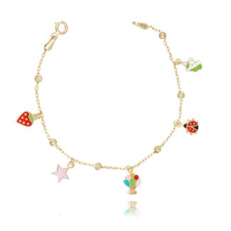 Gouden Bedel Armband met Kleuren