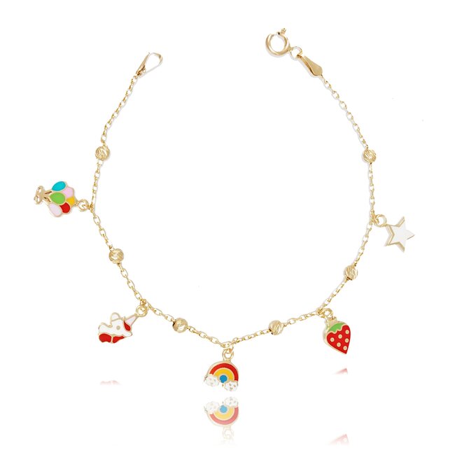 Gouden kinderarmband met regenboog en ster