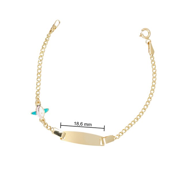 Goldmine 14 Karaat Gouden Kinderarmband met Naamplaatje