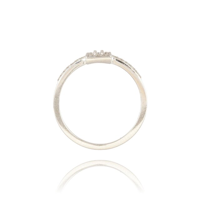 Elegante witgouden ring met baguette en briljant diamanten van 0.19ct