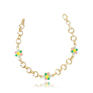 Gouden Bloem Armband met Kleuren