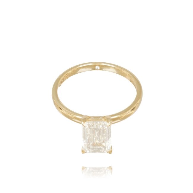 Exclusieve gouden ring met emerald geslepen diamant van 2.01ct