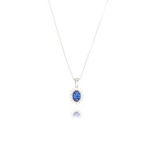 Witgouden Saffier Ketting met Diamant