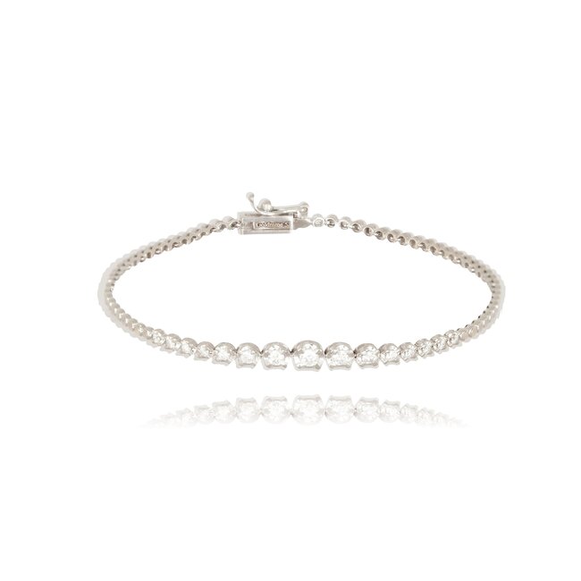 14k witgouden diamanten armband 18.5 cm
