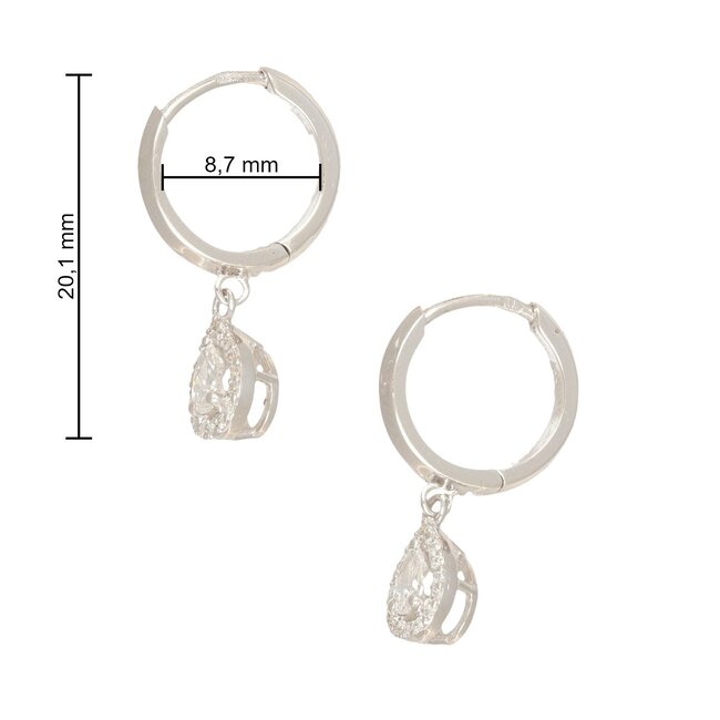 Elegante witgouden creolen met druppelvormige diamanten hanger
