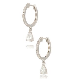 Witgouden diamanten hanger creolen