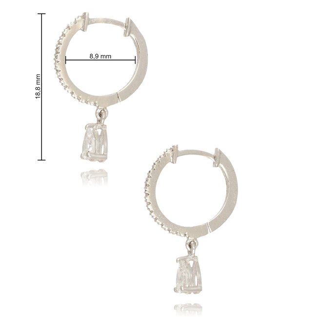 Luxe witgouden creolen met diamanten en druppelhanger