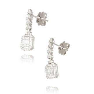 Witgouden diamanten oorhangers