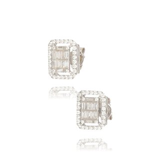Witgouden baguette diamanten oorstekers