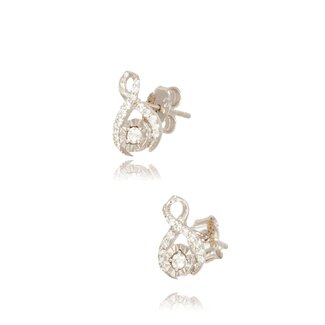 Witgouden diamanten infinity oorstekers