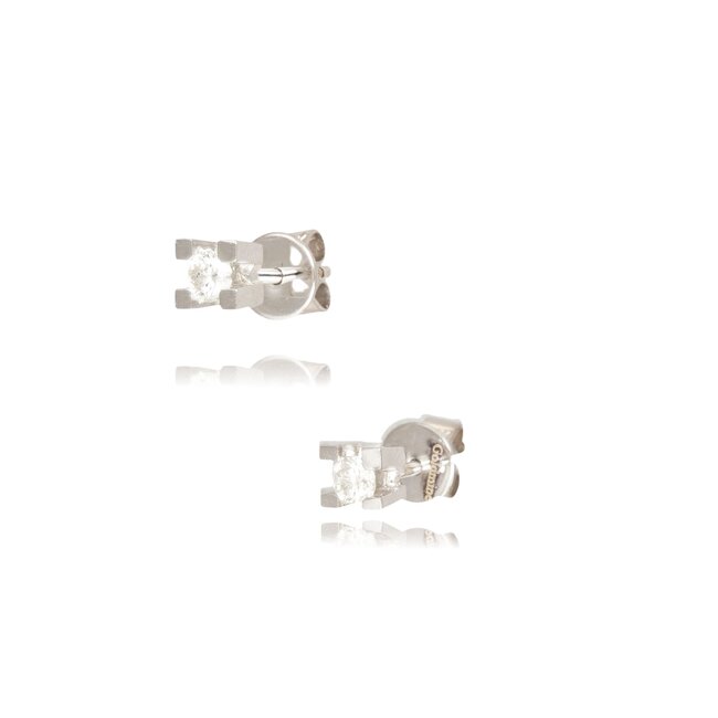 Tijdloze witgouden oorstekers met solitaire diamanten steen
