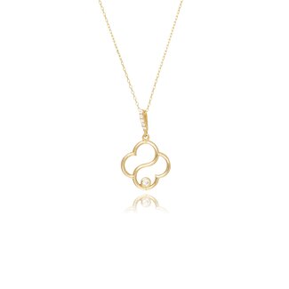 Gouden Klaver Ketting met Zirkonia