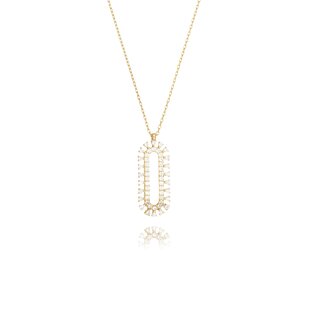 Gouden Ovale Ketting met Zirkonia