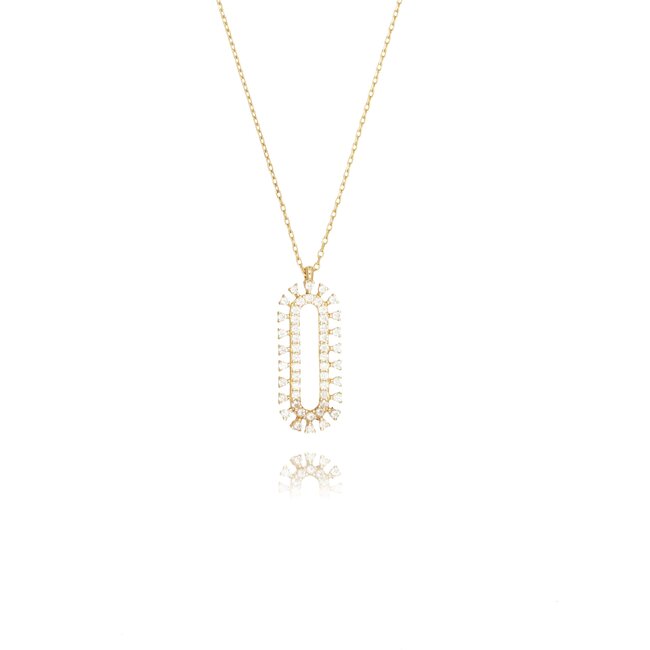 14 karaat gouden collier met ovale hanger