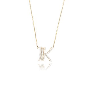Letter K Ketting met Zirkonia