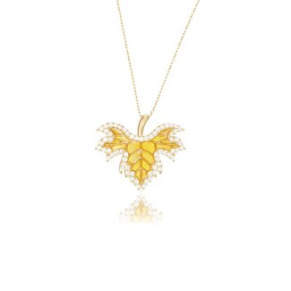 Gouden Blad Collier met Zirkonia