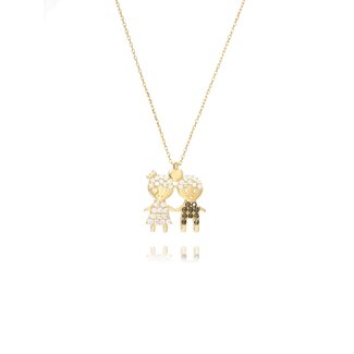 Gouden Familie Ketting met Zirkonia