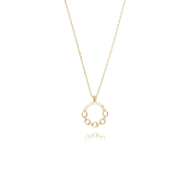 Gouden collier met open cirkel hanger