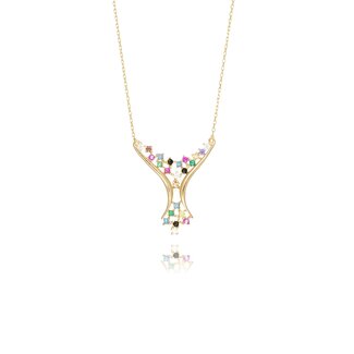 Ketting met Gekleurde Zirkonia