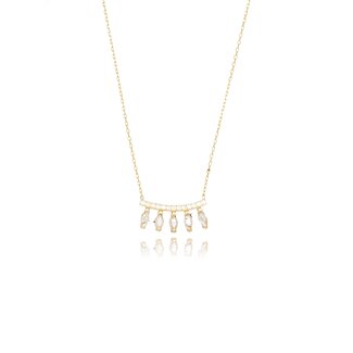 Gouden Ketting met Zirkonia en Baguette Stenen