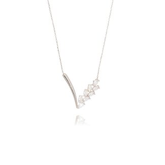 Witgouden V-Collier met Zirkonia