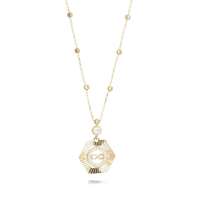 Gouden collier hexagon met infinity
