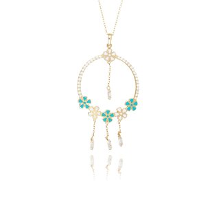 Bloemen Collier Turquoise