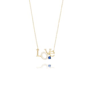 Love Collier Met Blauwe Steen