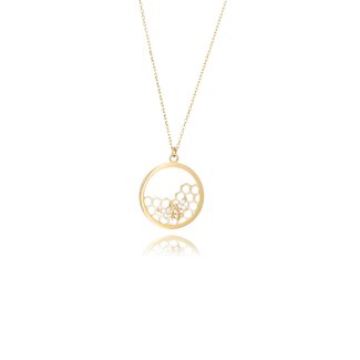 Gouden Bijtje Collier met Zirkonia