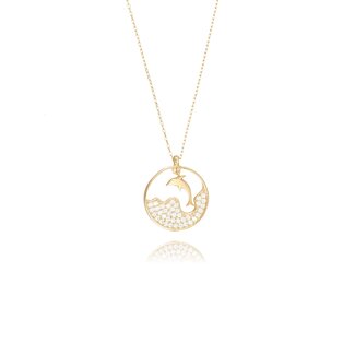 Gouden Dolfijn Collier met Zirkonia