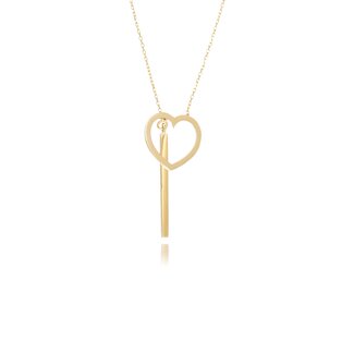 Gouden Hart Collier met Graveerbare Staaf