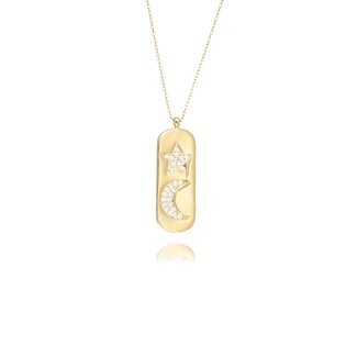 Gouden Ster en Maan Collier met Zirkonia