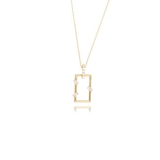 Gouden Rechthoek Collier met Zirkonia