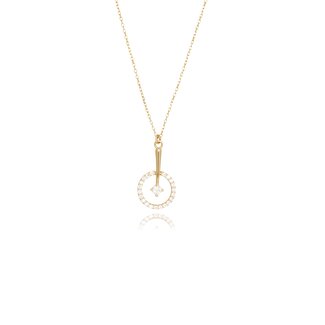 Gouden Cirkel Collier met Solitaire Zirkonia