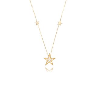Gouden Sterren Collier met Zirkonia