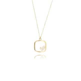 Gouden Vierkant Hart Collier met Zirkonia