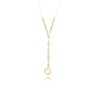 Gouden Y-Collier met Ronde Hanger
