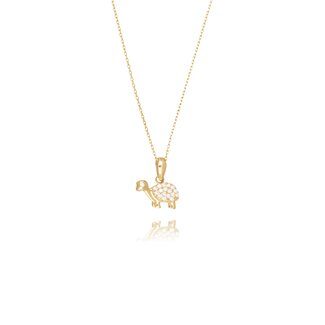 Gouden Schildpad Collier met Zirkonia