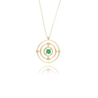 Gouden Zon Collier met Groene Steen