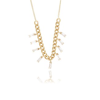 Gouden Schakel Collier met Staafhangers
