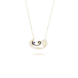 Gouden Arabische Letter Ketting met Zirkonia
