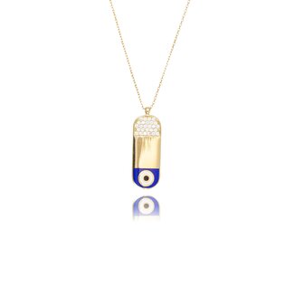 Gouden Evil Eye Ketting met Blauwe Emaille