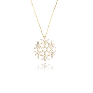 Gouden Sneeuwvlok Ketting met Zirkonia