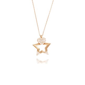 Roségouden Ster Ketting met Zirkonia