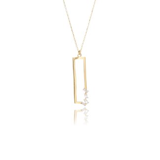 Gouden Ketting met Open Rechthoek Hanger