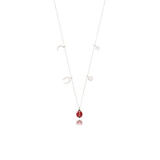 Witgouden Geluks Collier met Lieveheersbeestje